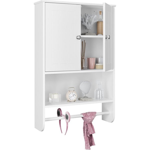 Yaheetech Hängeschrank mit Handtuchhalter und Einlegeboden Badezimmerschrank Wandschrank für Badezimmer/Küche