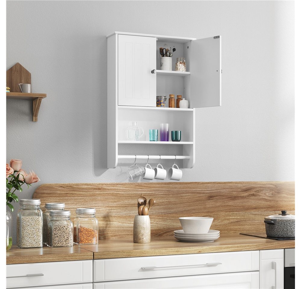 Yaheetech Hängeschrank mit Handtuchhalter und Einlegeboden Badezimmerschrank Wandschrank für Badezimmer/Küche – Bild 3 von 5