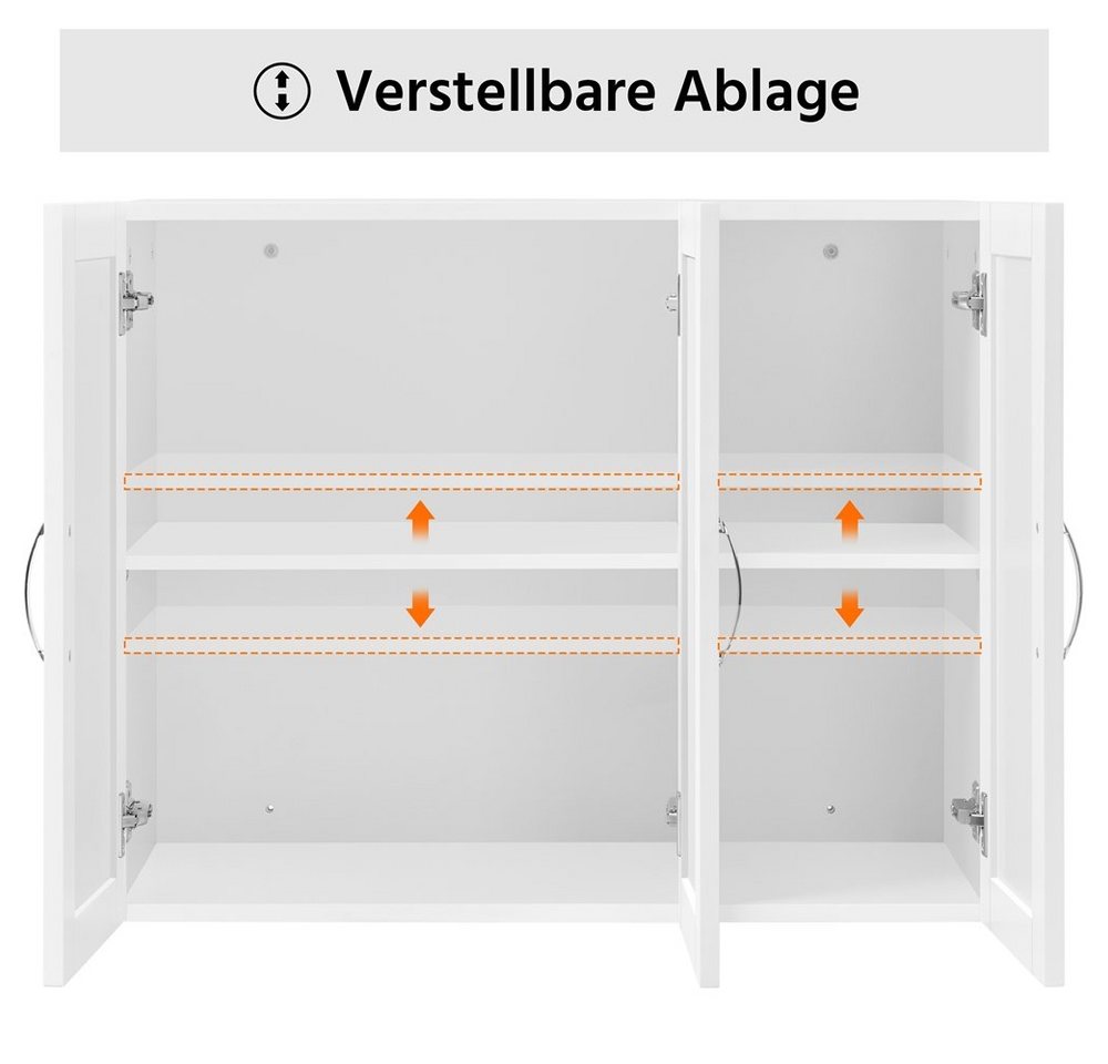 Yaheetech Hängeschrank Wandschrank Badkommode Badschrank Küchenschrank mit Höhenverstellbarem Einlegeboden, 3 Türen – Bild 5 von 5