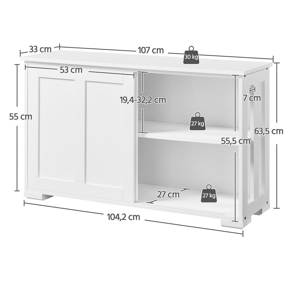 Yaheetech Kommode Küchenschrank Unterschrank, Sideboard mit Stauraum und Schiebetüren – Bild 4 von 5