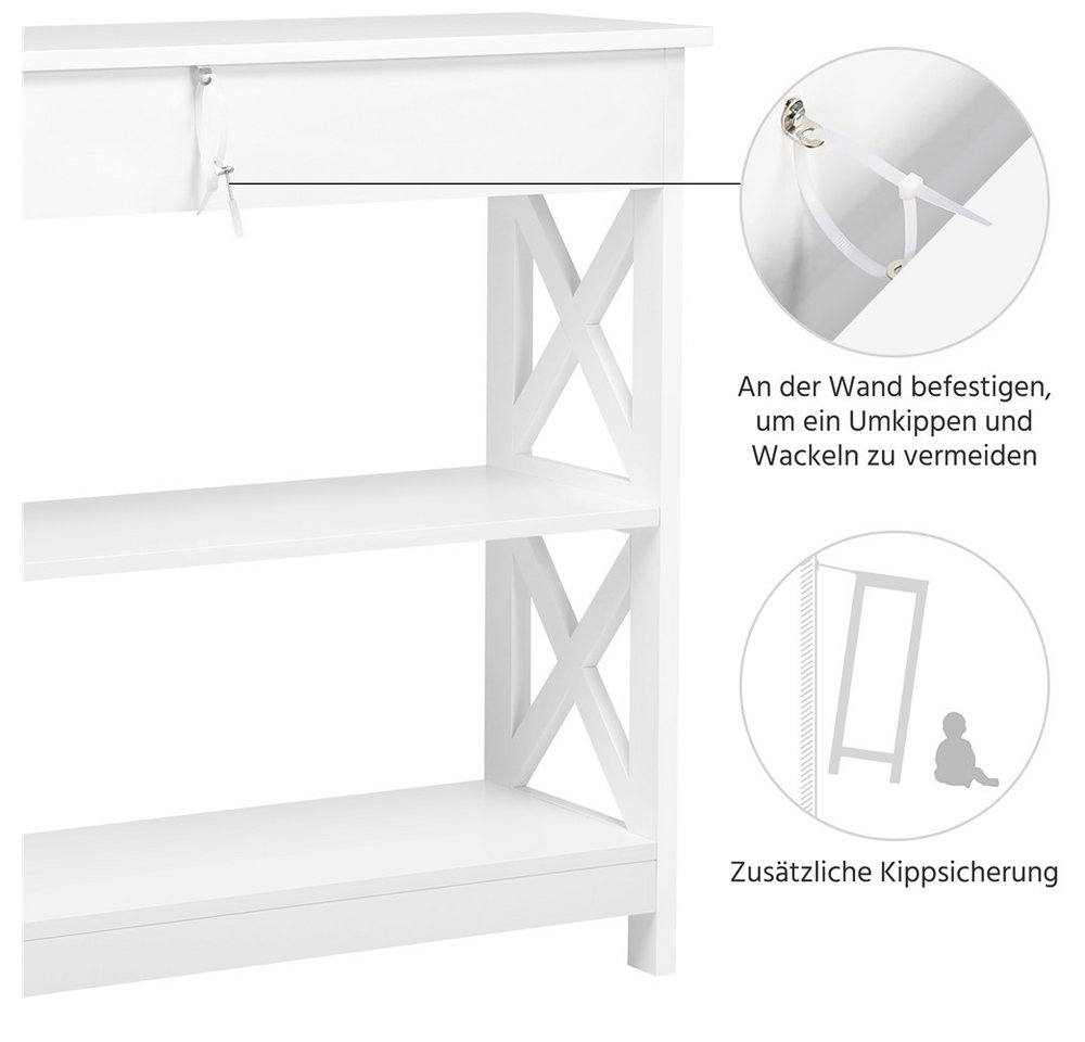 Yaheetech Konsolentisch 3-stufiger Beistelltisch, Sofatisch mit Schublade & Ablagefächern, Flurtisch – Bild 5 von 5