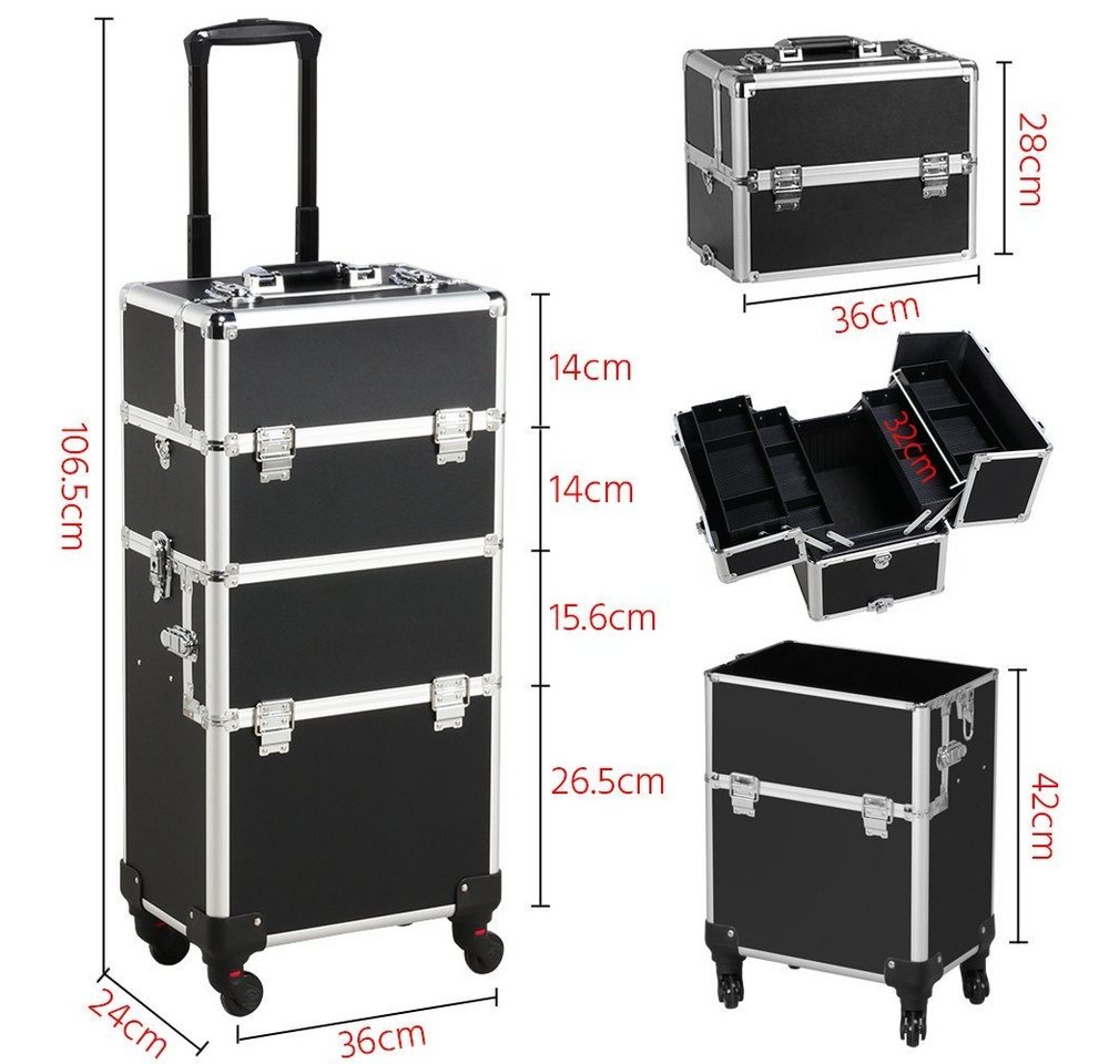 Yaheetech Kosmetikkoffer 3 in 1 Beauty Case, Friseurkoffer Alu Schminkkoffer – Bild 5 von 5