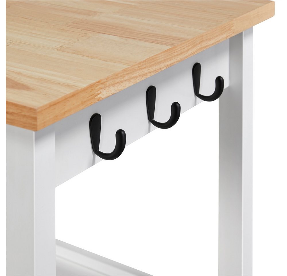 Yaheetech Küchenwagen Servierwagen auf Rollen, Beistellwagen mit Schrank & Schublade & 6 Haken, 55 × 45× 89 cm – Bild 5 von 5
