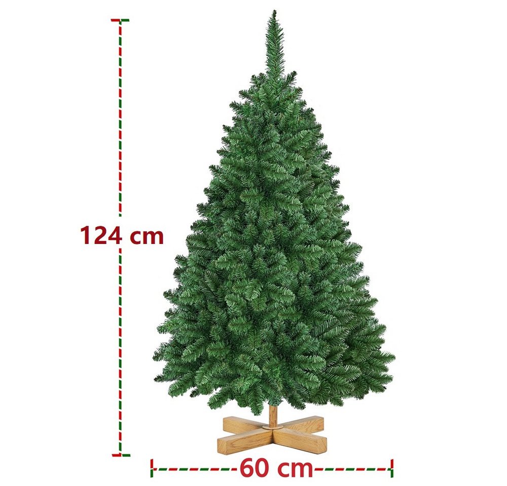 Yaheetech Künstlicher Weihnachtsbaum 124/152,5/183/213,5 cm H, Stabiler Christbaum Metallständer mit Holzmaserung – Bild 4 von 5