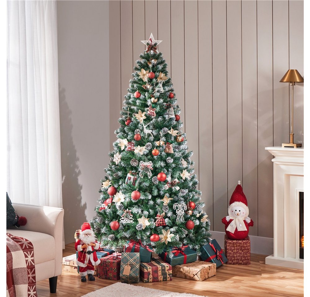 Yaheetech Künstlicher Weihnachtsbaum 183/228 cm (H), 183 cm Tannenbaum mit Kiefernzapfen und 920 Spitzen – Bild 2 von 5