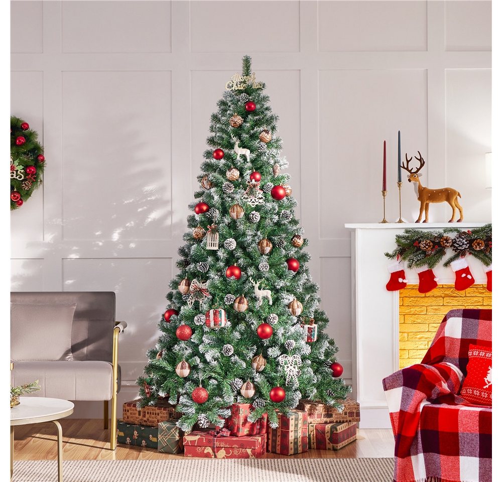 Yaheetech Künstlicher Weihnachtsbaum 183/228 cm (H), 183 cm Tannenbaum mit Kiefernzapfen und 920 Spitzen – Bild 3 von 5