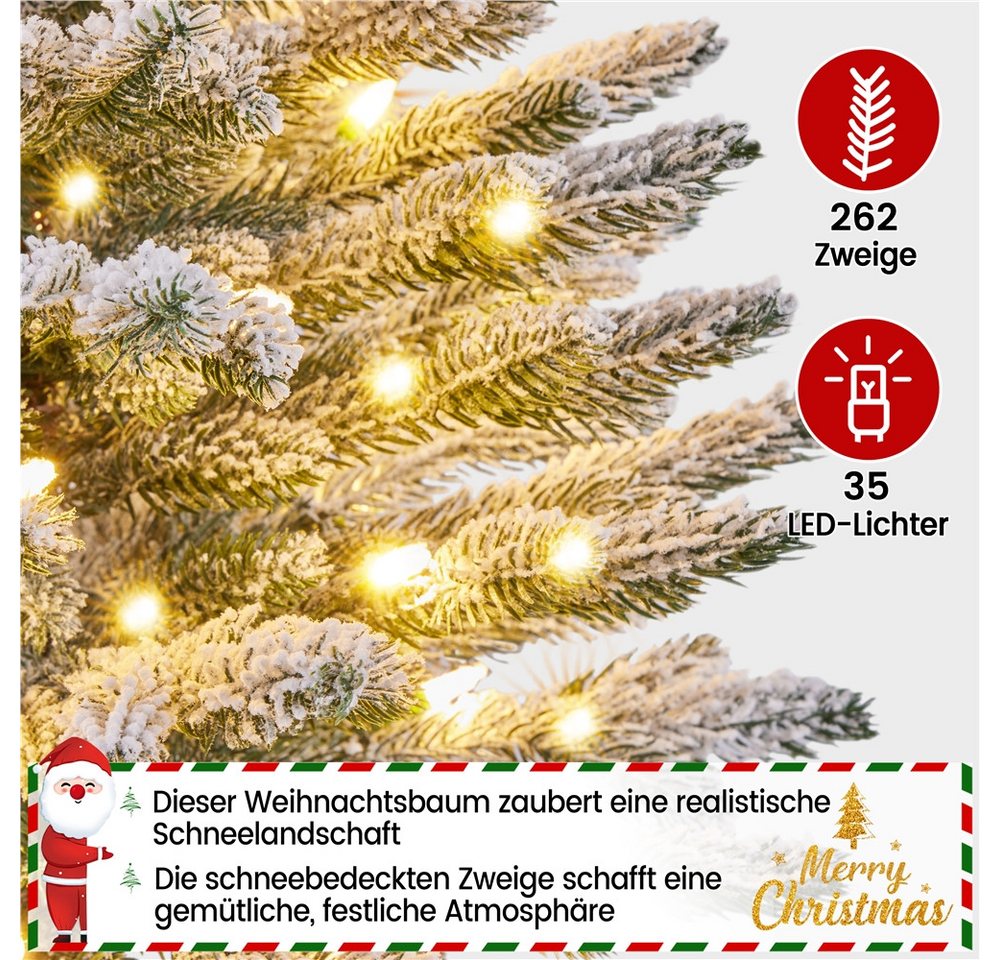 Yaheetech Künstlicher Weihnachtsbaum 61/92 cm (H), Mini Christbaum mit LED-Lichtern in Warmweiß und 355 Spitzen – Bild 5 von 5