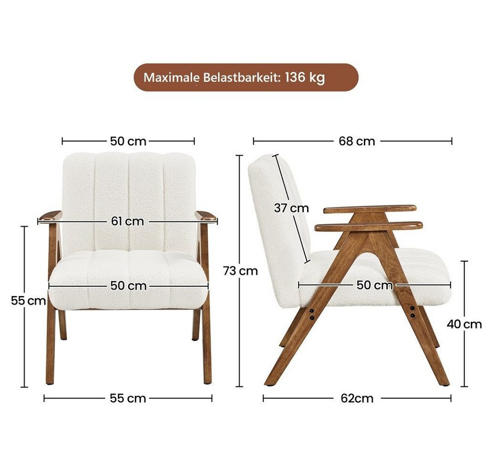 Yaheetech Loungesessel Polstersessel mit Armlehnen, Lesesessel Relaxsessel für Wohnzimmer – Bild 5 von 5