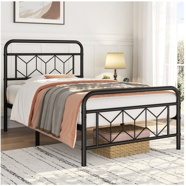 Yaheetech Metallbett, Vintage Bettrahmen mit Hohem Kopfteil, Bettgestell