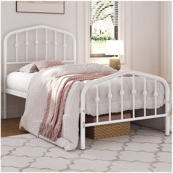 Yaheetech Metallbett 90-160cm (B), Bettrahmen Vintage Bettgestell mit kronenförmigem Kopfteil