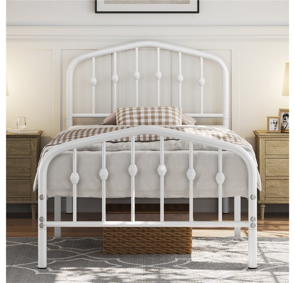 Yaheetech Metallbett 90-160cm (B), Bettrahmen Vintage Bettgestell mit kronenförmigem Kopfteil – Bild 3 von 5