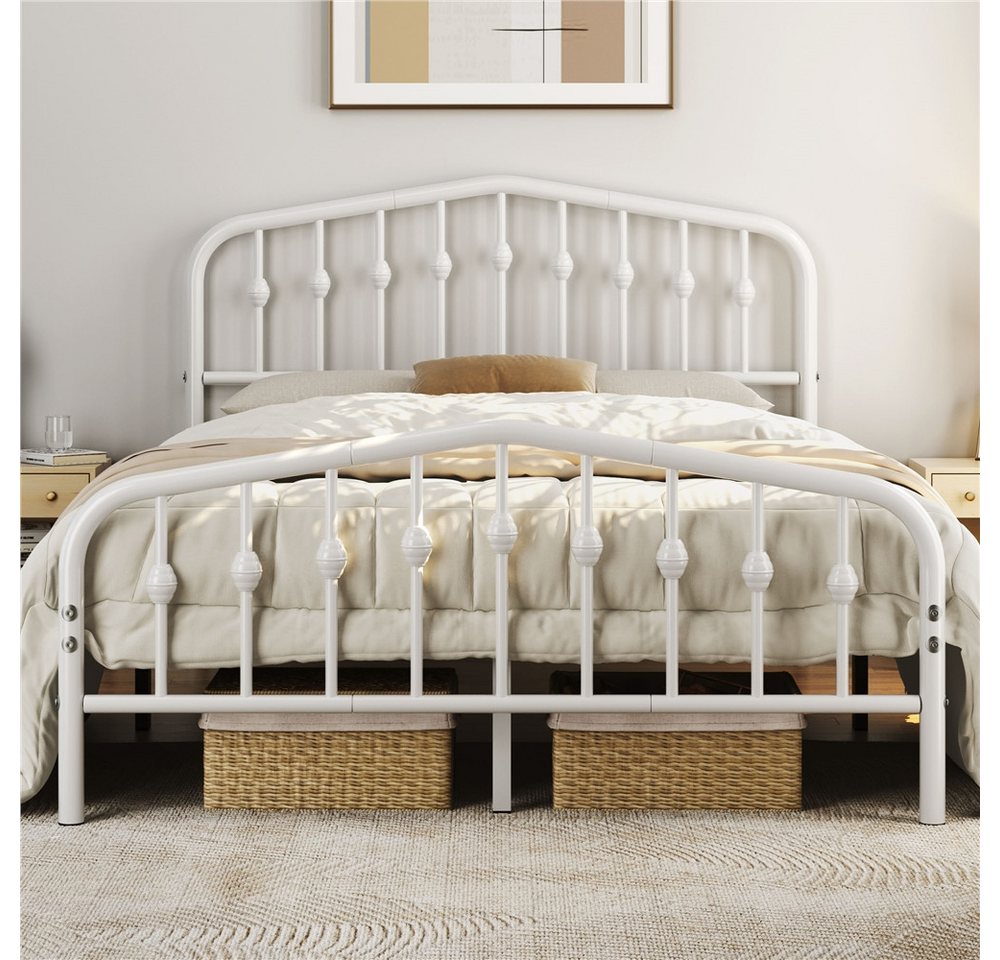 Yaheetech Metallbett 90-160cm (B), Bettrahmen Vintage Bettgestell mit kronenförmigem Kopfteil – Bild 3 von 5