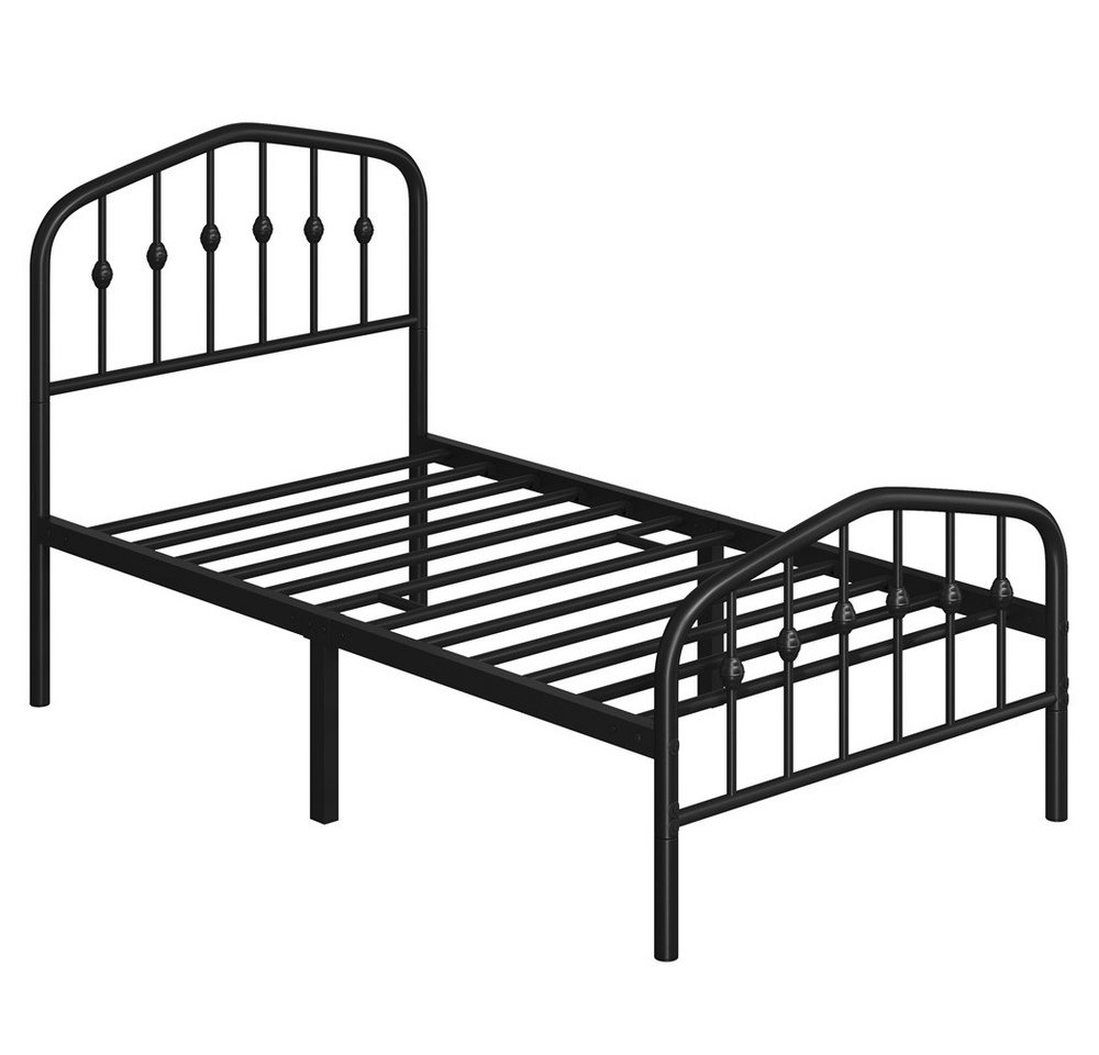 Yaheetech Metallbett 90-160cm (B), Bettrahmen Vintage Bettgestell mit kronenförmigem Kopfteil – Bild 2 von 5