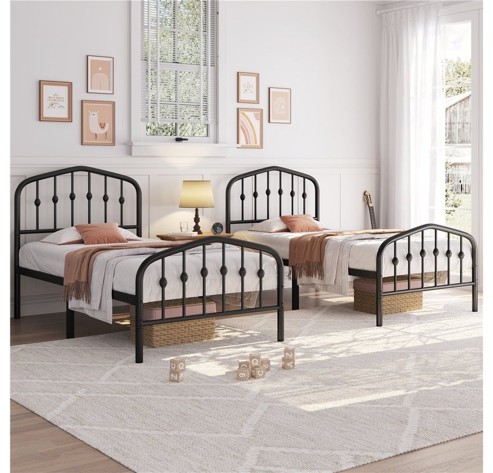 Yaheetech Metallbett 90-160cm (B), Bettrahmen Vintage Bettgestell mit kronenförmigem Kopfteil – Bild 3 von 5