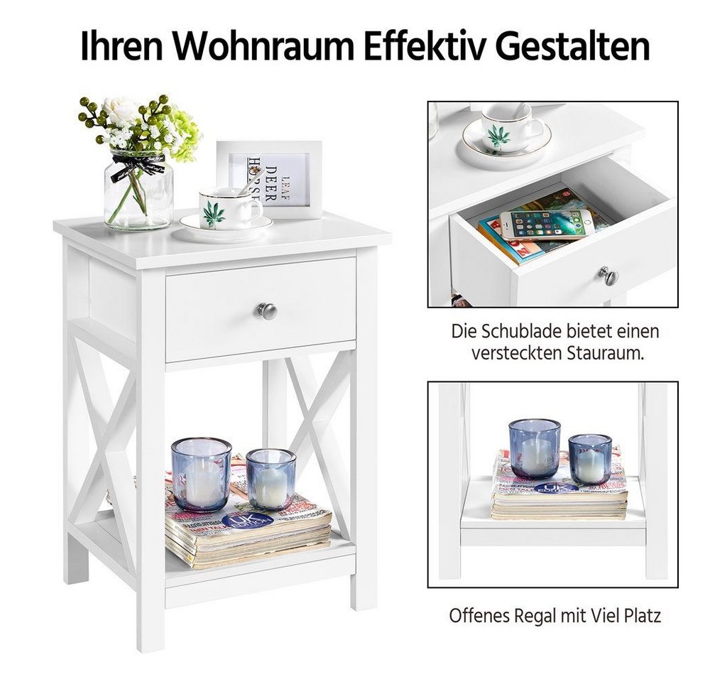 Yaheetech Nachttisch (1-St), Beistelltisch mit Schublade und Ablage, platzsparend, 40 x 30 x 55 cm – Bild 5 von 5