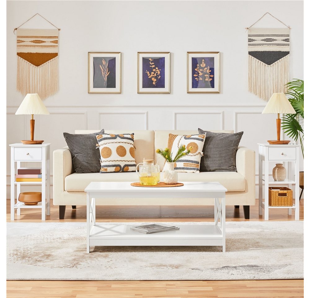 Yaheetech Nachttisch (1-St), Beistelltisch mit Schublade & 2 offenen Ablagen, 35x35x70 cm – Bild 3 von 5
