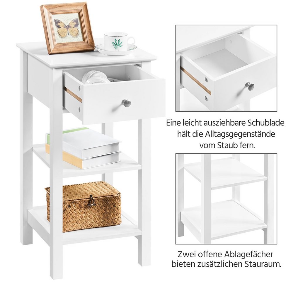 Yaheetech Nachttisch (1-St), Beistelltisch mit Schublade & 2 offenen Ablagen, 35x35x70 cm – Bild 5 von 5
