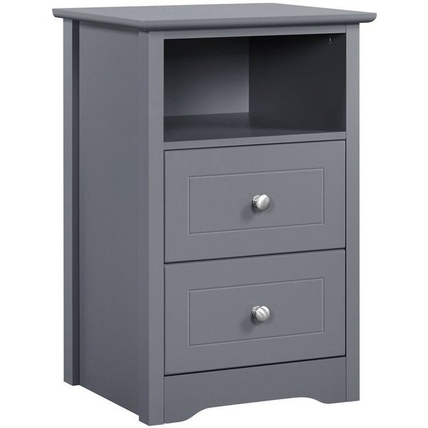 Yaheetech Nachttisch 40 x 35 x 60 cm (1-St), Nachtschrank Beistelltisch mit 2 Schubladen und 1 Staufach