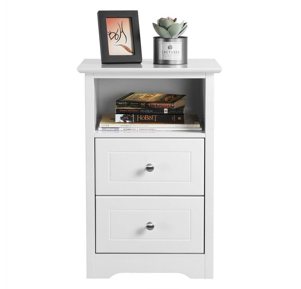 Yaheetech Nachttisch 40 x 35 x 60 cm (1-St), Nachtschrank Beistelltisch mit 2 Schubladen und 1 Staufach – Bild 5 von 5