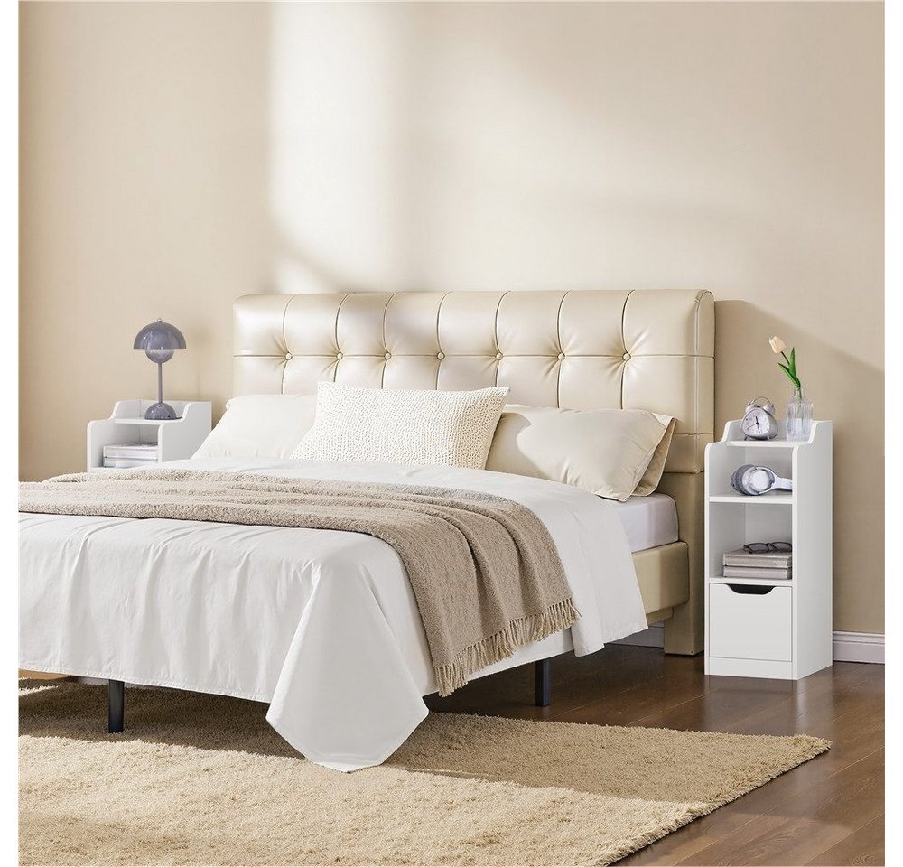 Yaheetech Nachttisch Beistelltisch mit Schublade & Ablage & Staufach (2-St), 2 Stk. Schmale Nachtkonsole für Schlafzimmer/Wohnzimmer – Bild 2 von 5