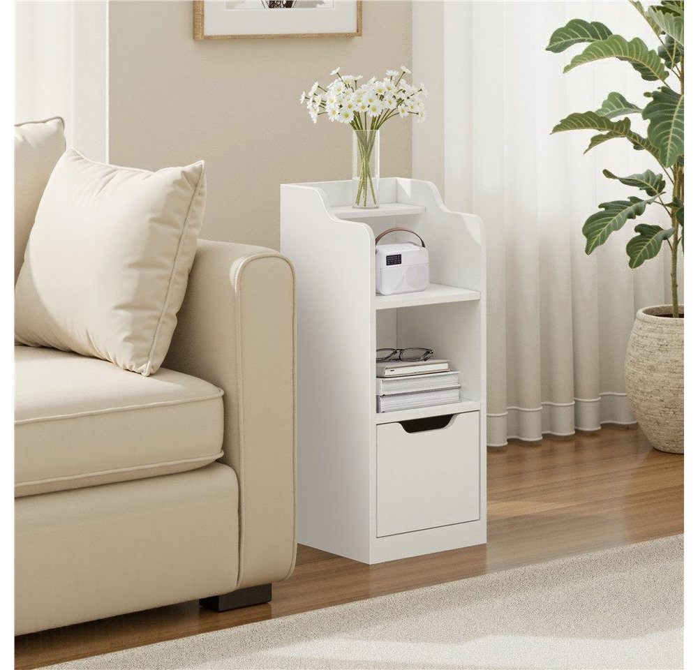 Yaheetech Nachttisch Beistelltisch mit Schublade & Ablage & Staufach (2-St), 2 Stk. Schmale Nachtkonsole für Schlafzimmer/Wohnzimmer – Bild 3 von 5
