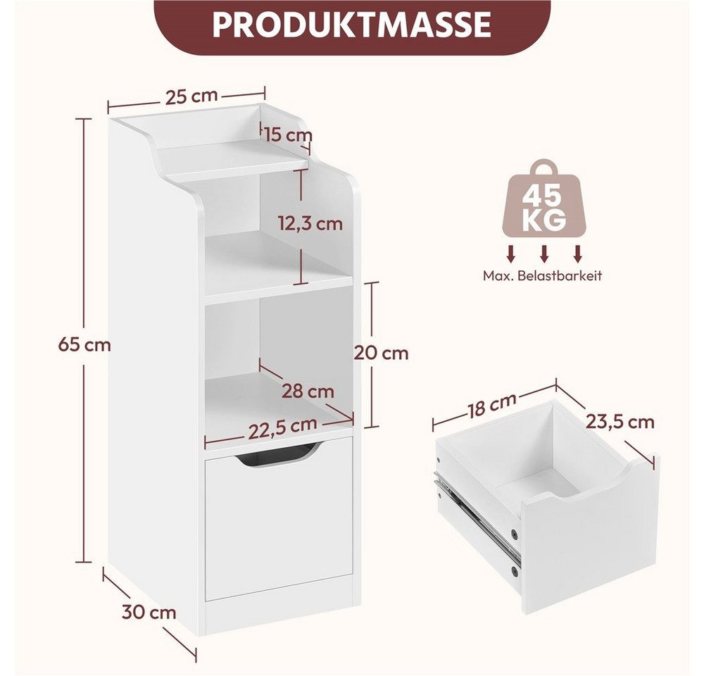 Yaheetech Nachttisch Beistelltisch mit Schublade & Ablage & Staufach (2-St), 2 Stk. Schmale Nachtkonsole für Schlafzimmer/Wohnzimmer – Bild 4 von 5