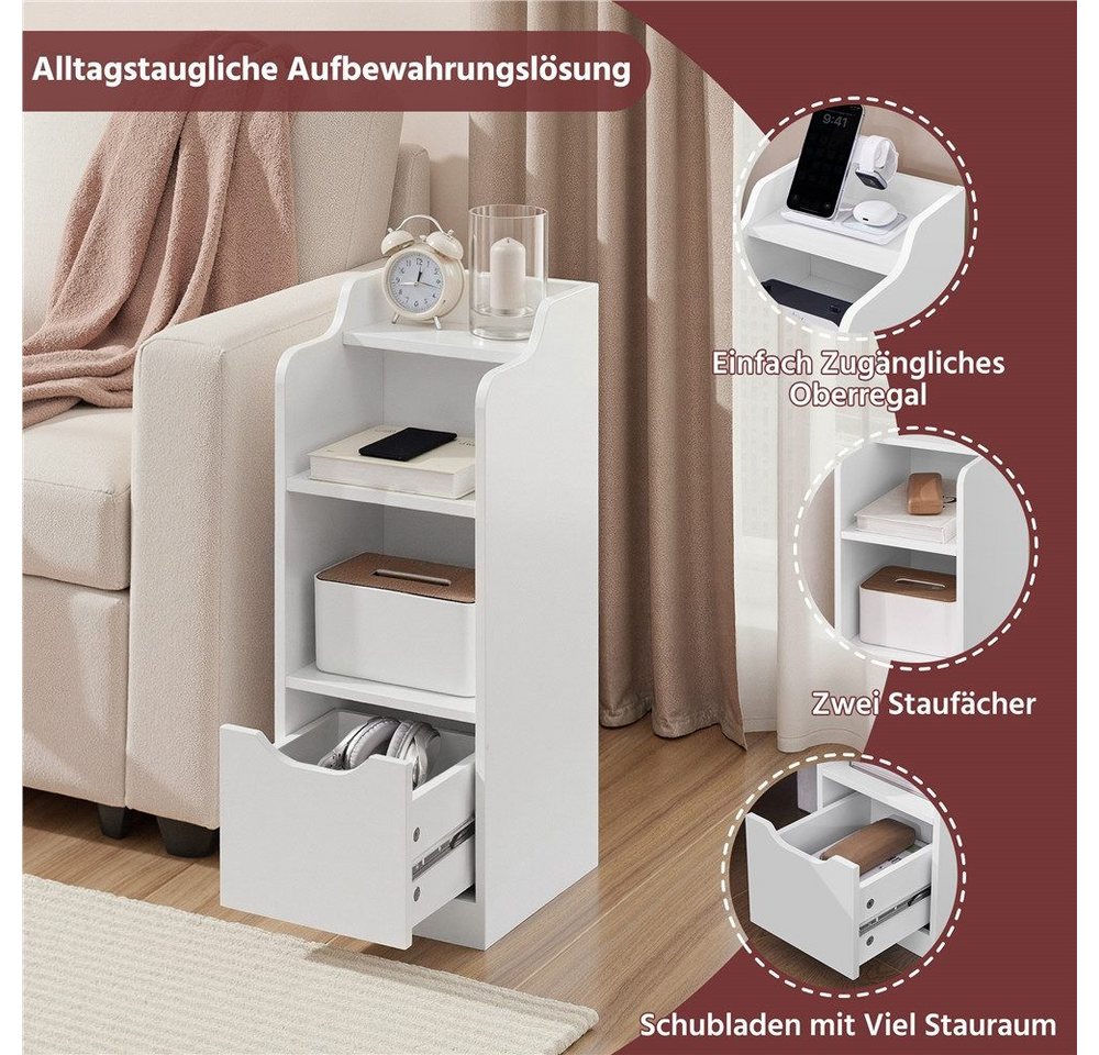 Yaheetech Nachttisch Beistelltisch mit Schublade & Ablage & Staufach (2-St), 2 Stk. Schmale Nachtkonsole für Schlafzimmer/Wohnzimmer – Bild 5 von 5