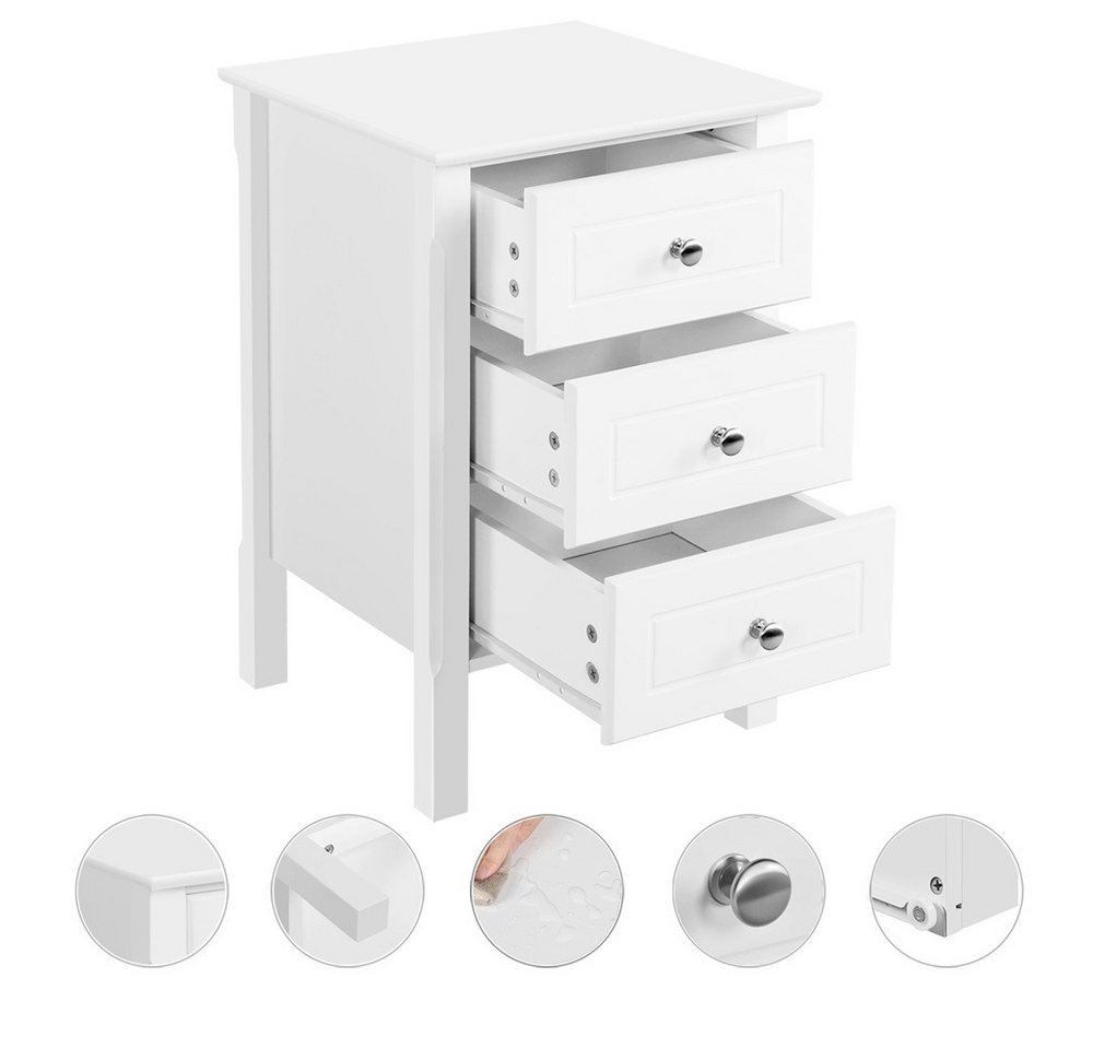 Yaheetech Nachttisch mit 3 Schubladen (1-St), Stabiler Beistelltisch für Wohnzimmer/Schlafzimmer, 40 × 40 × 60 cm – Bild 5 von 5