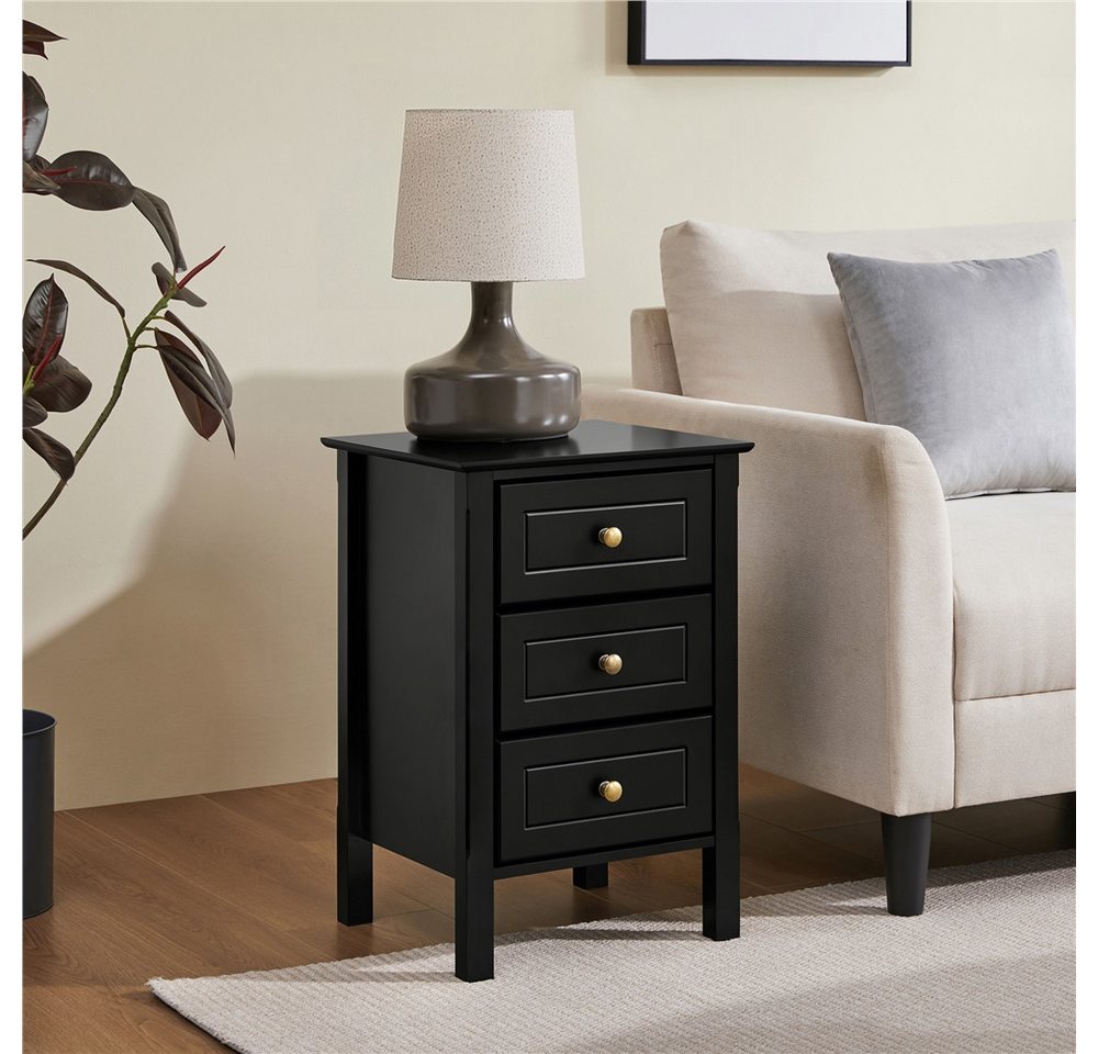 Yaheetech Nachttisch mit 3 Schubladen (1-St), Stabiler Beistelltisch für Wohnzimmer/Schlafzimmer, 40 × 40 × 60 cm – Bild 2 von 5