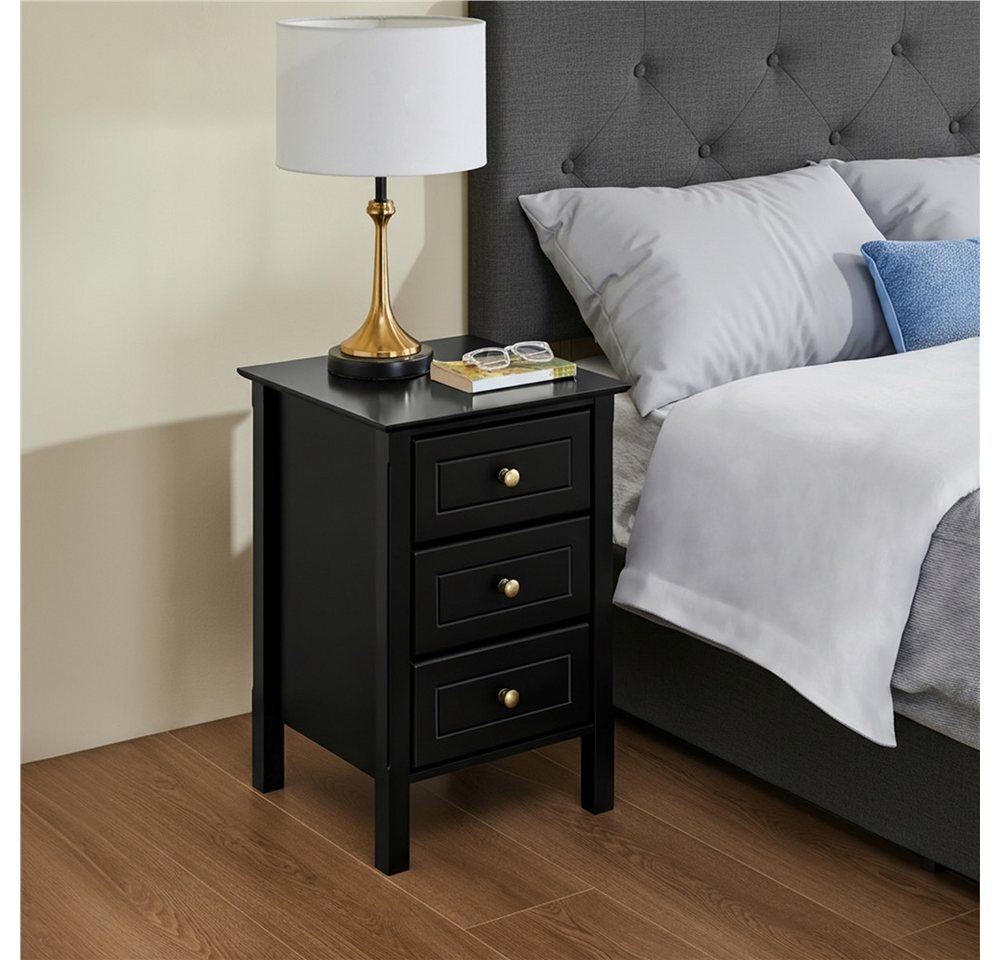 Yaheetech Nachttisch mit 3 Schubladen (1-St), Stabiler Beistelltisch für Wohnzimmer/Schlafzimmer, 40 × 40 × 60 cm – Bild 3 von 5