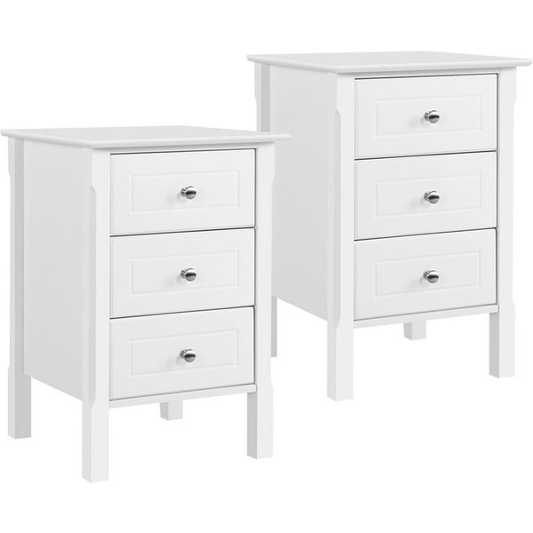 Yaheetech Nachttisch mit 3 Schubladen (2er Set), Moderner Beistelltisch für Wohnzimmer/Schlafzimmer, 40 × 40 × 60 cm