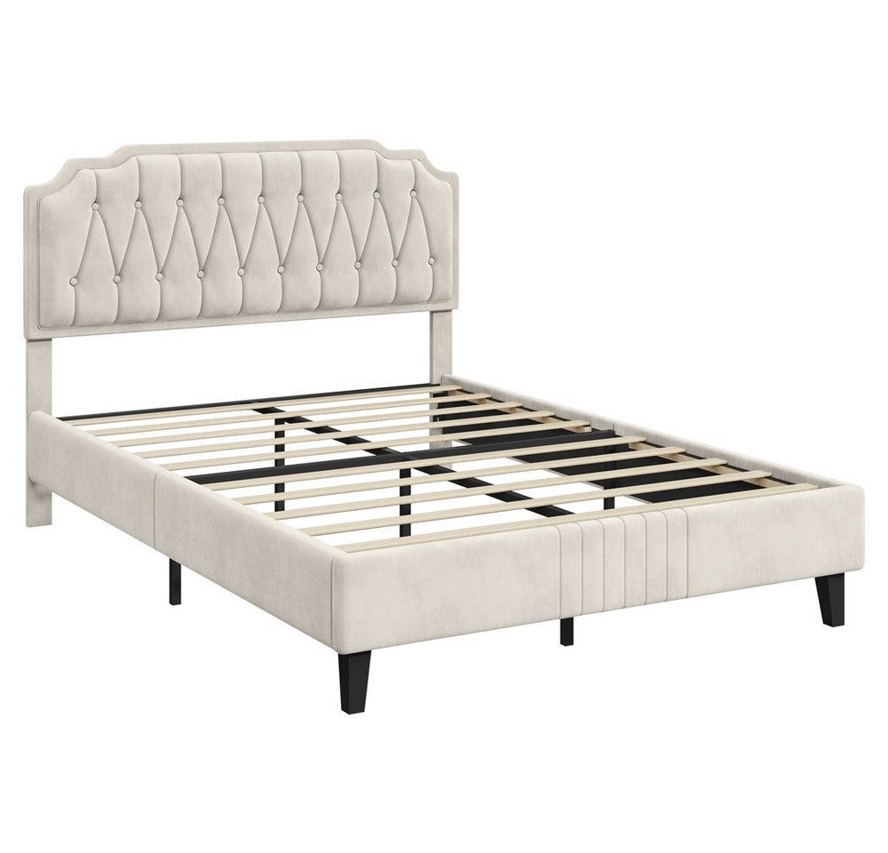 Yaheetech Polsterbett Bettgestell, Doppelbett 140 × 200 cm, mit höhenverstellbarem Kopfteil – Bild 2 von 5