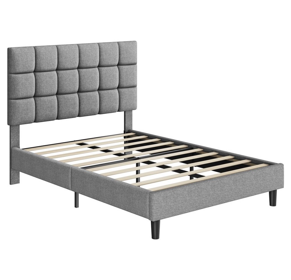 Yaheetech Polsterbett mit höhenverstellbarem Kopfteil, Doppelbett Bettgestell mit Lattenrost, 140 x 200 cm – Bild 2 von 5