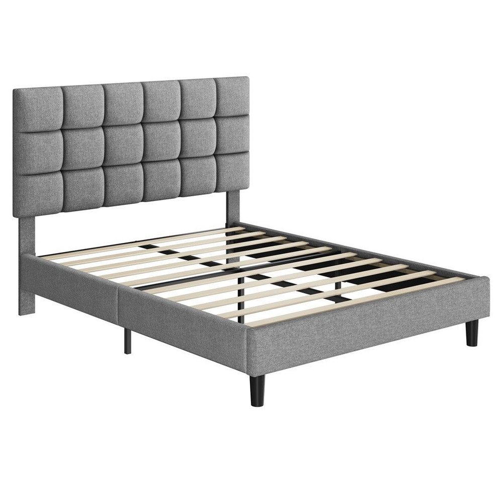 Yaheetech Polsterbett mit höhenverstellbarem Kopfteil, Doppelbett Bettgestell mit Lattenrost, 160 x 200 cm – Bild 2 von 5