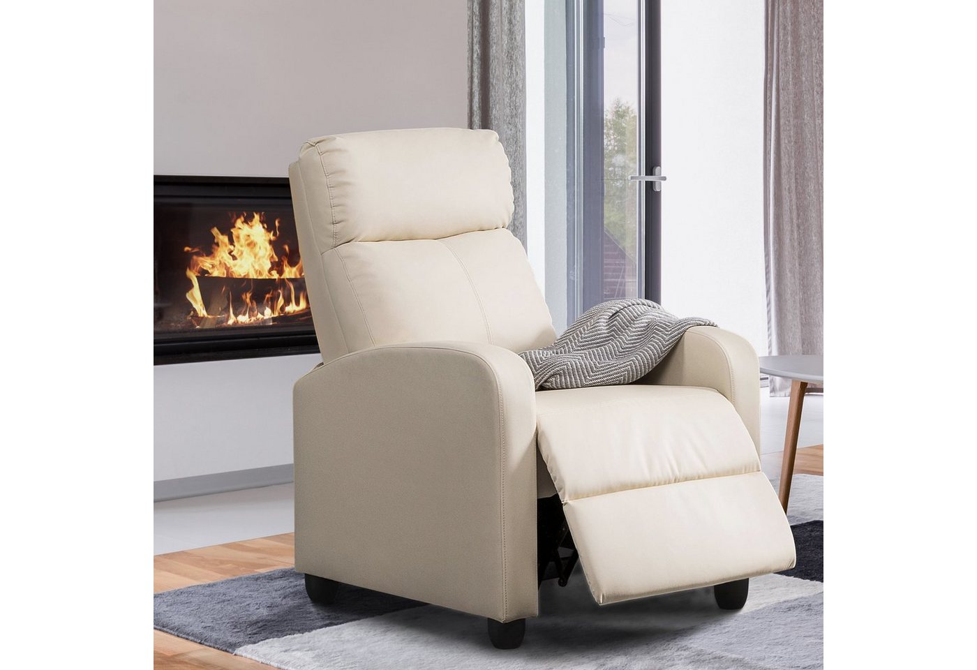 Yaheetech Relaxsessel Fernsehsessel mit Liegefunktion, Gepolsterter Liegesessel mit Armlehnen Ergonomisch aus Kunstleder – Bild 3 von 5