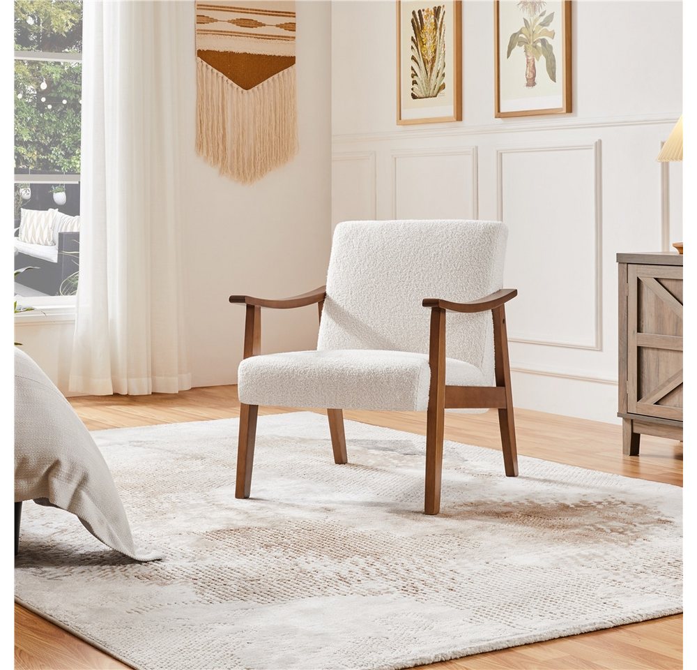 Yaheetech Relaxsessel Retro Loungesessel Einzelsofa, Loungesessel Lesesessel Boucle-Gewebe Belastbar bis 136 kg – Bild 2 von 5