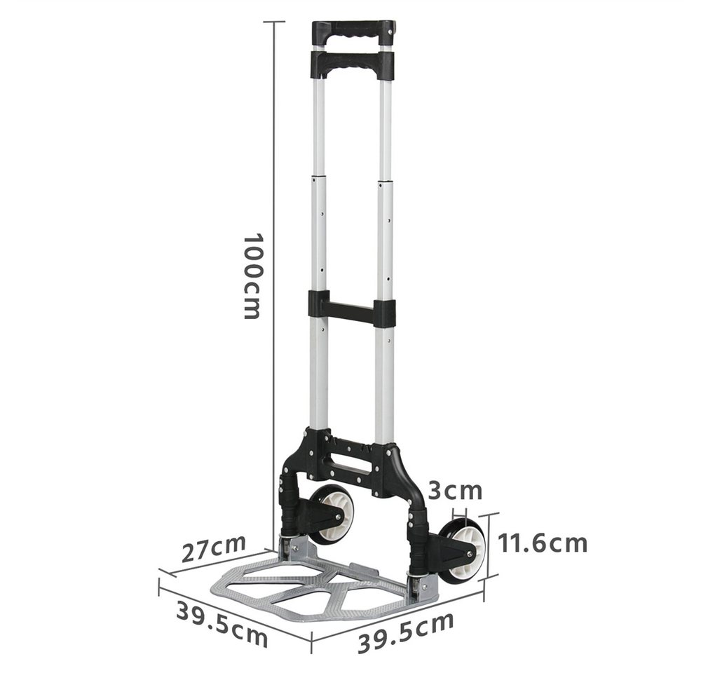 Yaheetech Sackkarre Einkaufstrolley klappbar, Alu Handkarre Transportkarre bis 80 kg Alu-Karre – Bild 3 von 5