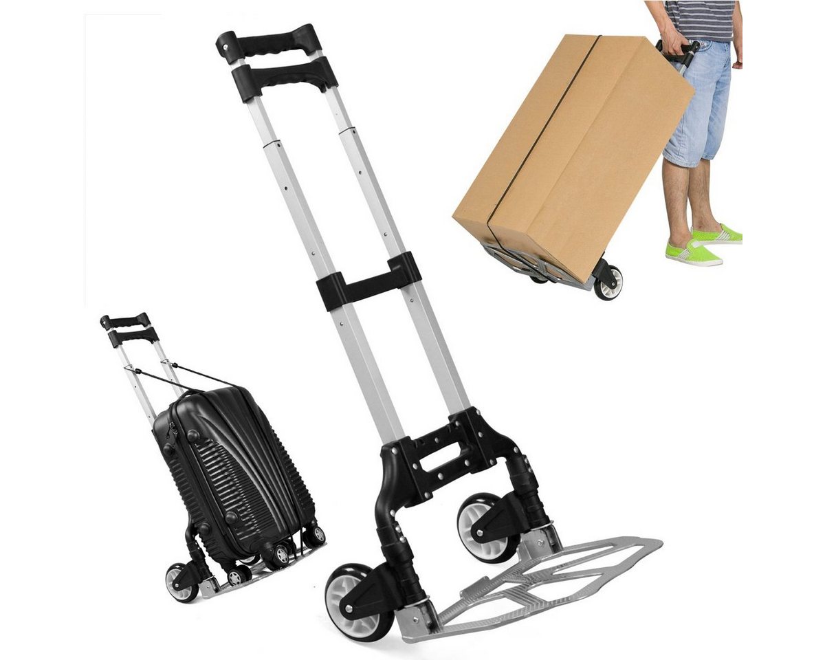 Yaheetech Sackkarre Einkaufstrolley klappbar, Alu Handkarre Transportkarre bis 80 kg Alu-Karre – Bild 4 von 5