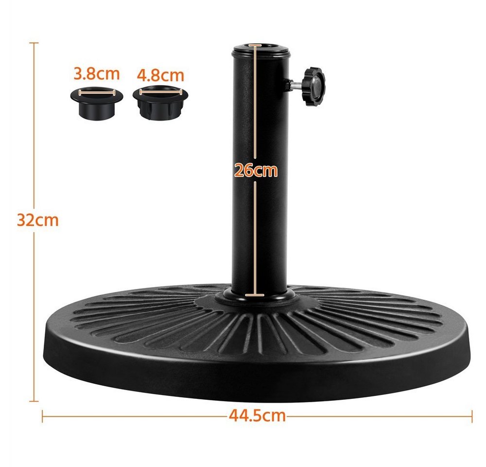 Yaheetech Schirmständer Runder Sonnenschirmständer aus Kunstharz, ø44,5 cm Schirmbasis für Schirmstangen von 38/48 mm – Bild 5 von 5