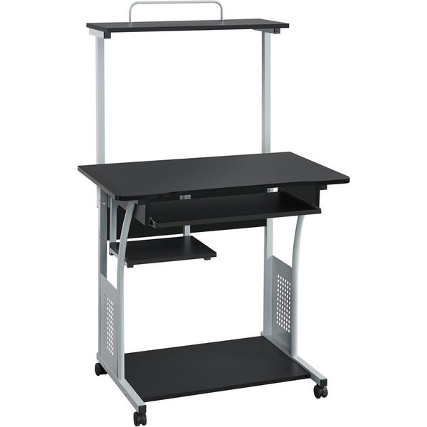 Yaheetech Schreibtisch Computertisch mit Regal & Rollen, Mehrstufiger PC-Tisch Eckschreibtisch für kleiner Raum