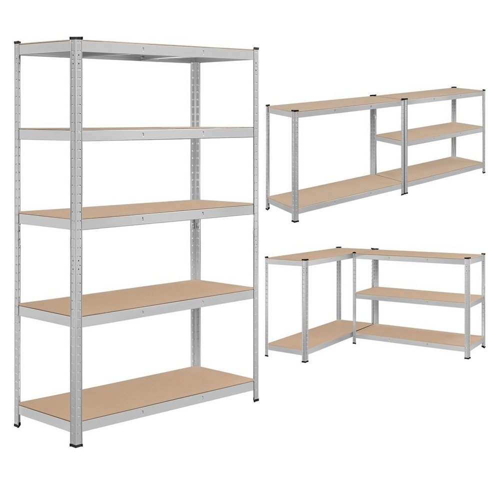 Yaheetech Schwerlastregal Lagerregal mit 4/5 Ebenen, Standregal mit Flexibler Konfiguration, Max. Belastbarkeit: 875kg – Bild 4 von 5