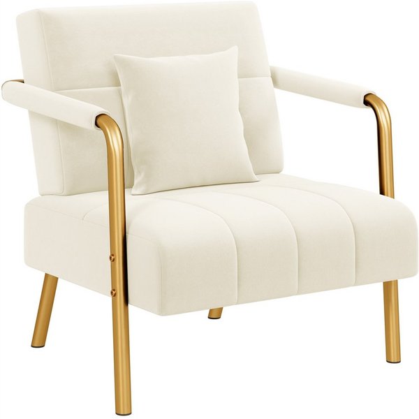 Yaheetech Sofa Polstersofa als 1- oder 2-Sitzer mit Samtbezug & Metallbeinen, Loungesessel mit Lendenkissen Einzelsofa für Wohnzimmer