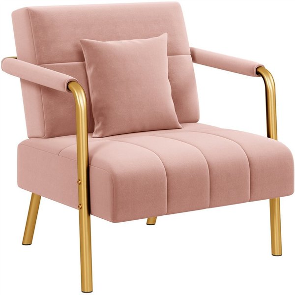 Yaheetech Sofa Polstersofa als 1- oder 2-Sitzer mit Samtbezug & Metallbeinen, Loungesessel mit Lendenkissen Einzelsofa für Wohnzimmer