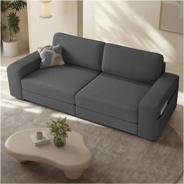 Yaheetech Sofa Polstersofa aus Cordstoff, Zweisitzer-Sofa, Breite Sitzfläche & Armlehnen, für Wohnzimmer