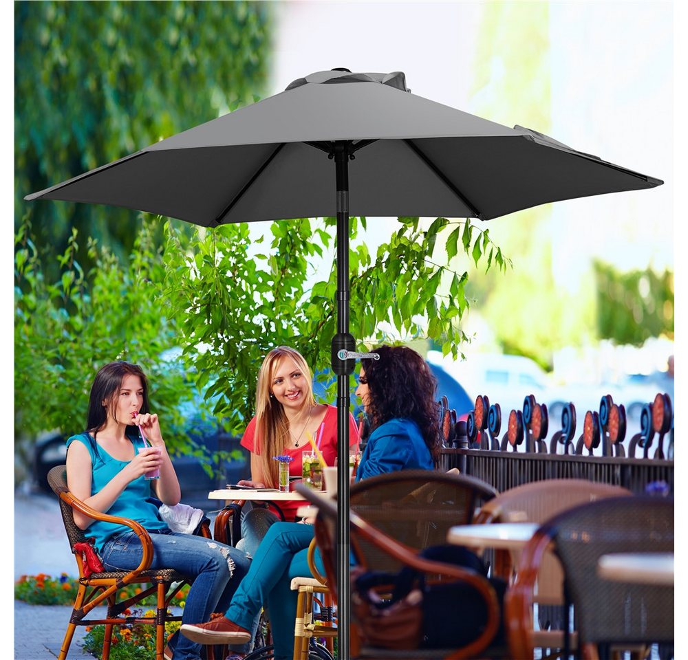 Yaheetech Sonnenschirm Φ 226/269/294 cm, Garten- und Marktschirm mit 6 Metallstreben für Balkon/Terrasse/Garten – Bild 2 von 5