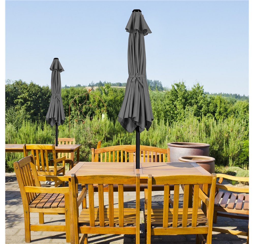 Yaheetech Sonnenschirm Φ 226/269/294 cm, Garten- und Marktschirm mit 6 Metallstreben für Balkon/Terrasse/Garten – Bild 3 von 5