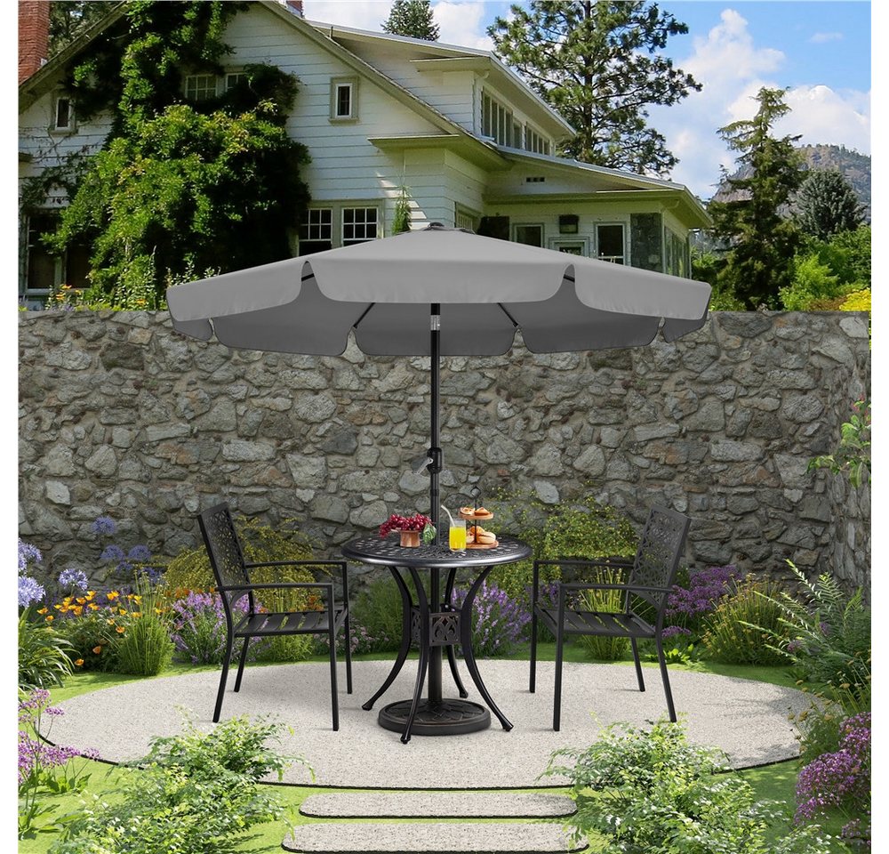 Yaheetech Sonnenschirm ∅ 268 cm, Gartenschirm mit 8 Metallstreben & Kurbel, UV-schutz, neigbar – Bild 2 von 5