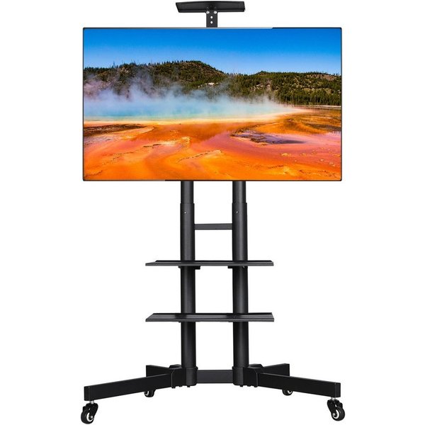Yaheetech TV-Ständer Höhenverstellbare TV-Halterung mit Doppelstangen, (bis 60 Zoll, TV Standfuß, mobil & schwenkbar für 30 – 60 Zoll)
