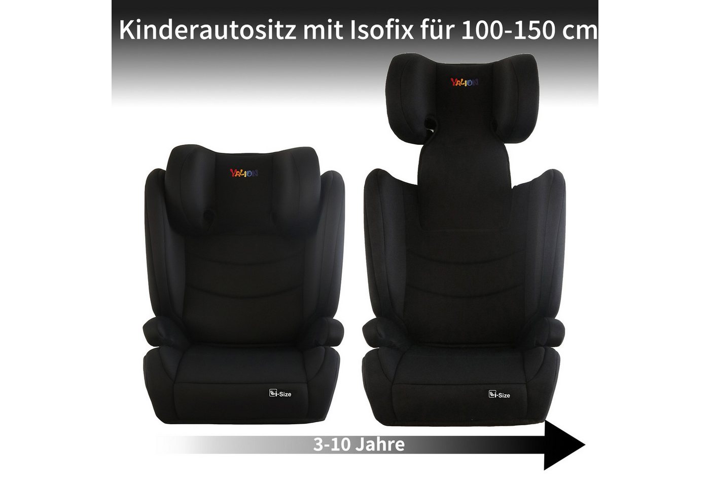 Yalion Autokindersitz Kinder Kinderautositz ISOFIX, i-Size Kindersitzerhöhung ECE R129, ab: 3 Jahre, bis: 10 Jahre, (1 pcs) – Bild 3 von 5