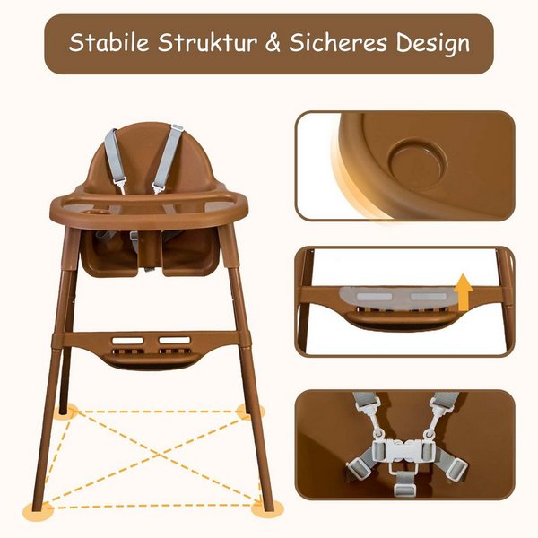 Yalion Kinderstuhl mit Tablett, Baby Essstuhl von 6-36 Monaten, max. 15 kg